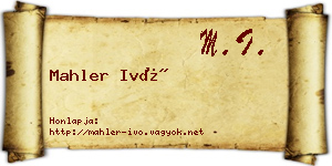 Mahler Ivó névjegykártya